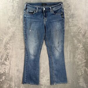 Silver Elyse Slim Boot Jeans Womens 29x29 Blue Medium Wash Distressed Flare